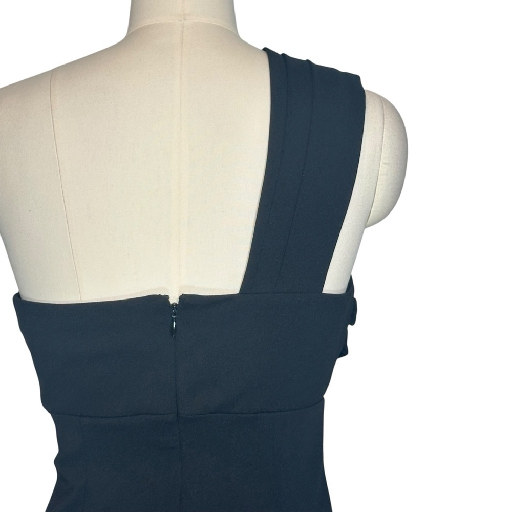 Trina Turk Times Square  Black One Shoulder Cocktail Mini Dress | Size 8 - Picture 4 of 8